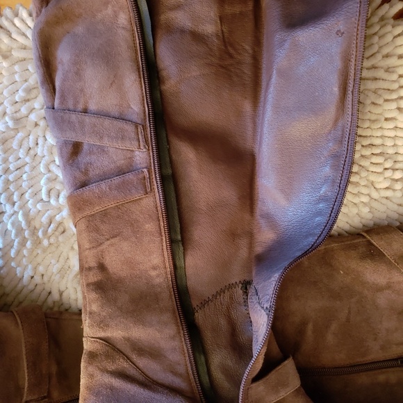 Faux Suede Brown Square Toe Boots 12M *FIRM* - Picture 4 of 8